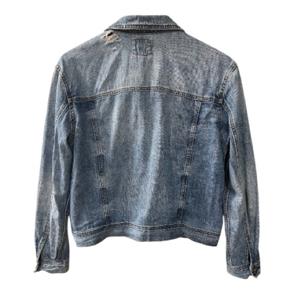 Distressed American Eagle Denim/Jean Jacket Size L Women - Picture 3 of 9